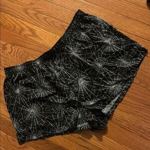 PINK Victoria's Secret Black Shorts with White Spider Web Design